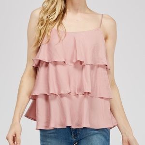 mustard seed pink ruffled cami